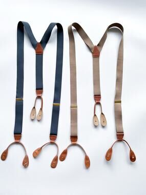 Set of Two Webbing and Elastic Button Braces Suspenders